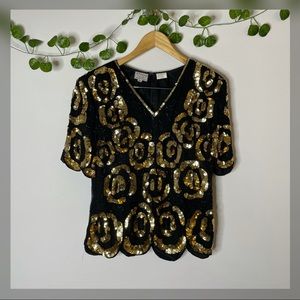 Stenay Women's Vintage Sequin/Beaded Blouse size XL